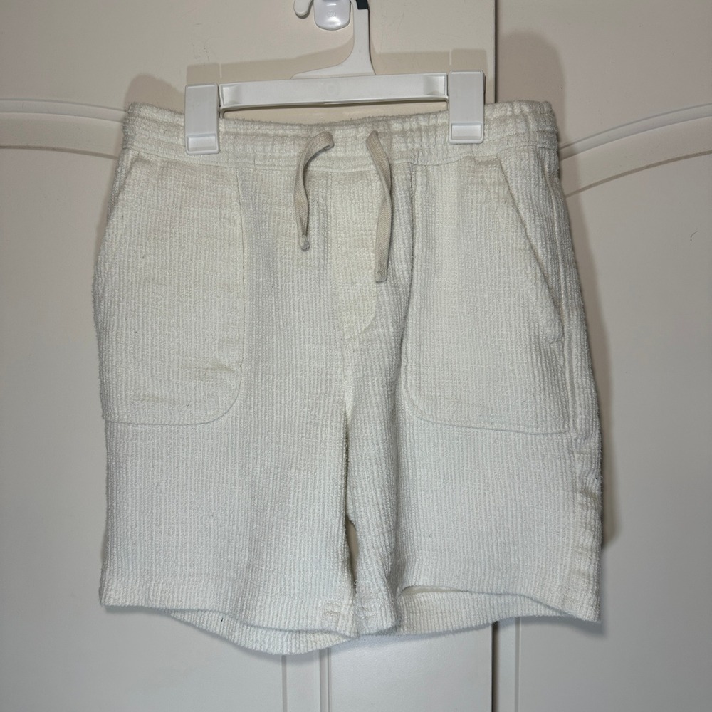 Zara Knit Shorts Mens S White Textured Ribbed Drawstring Casual‎ Neutral Coastal